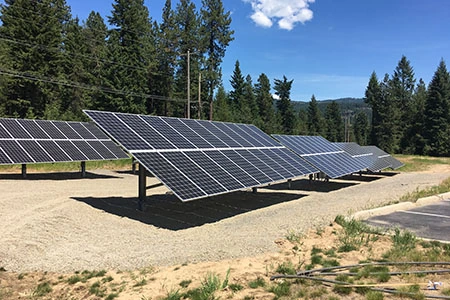 Ground-mounted solar array on open land